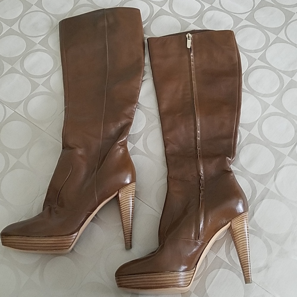 Sergio Rossi Tan High Heel Platform Boot Sz 10/40